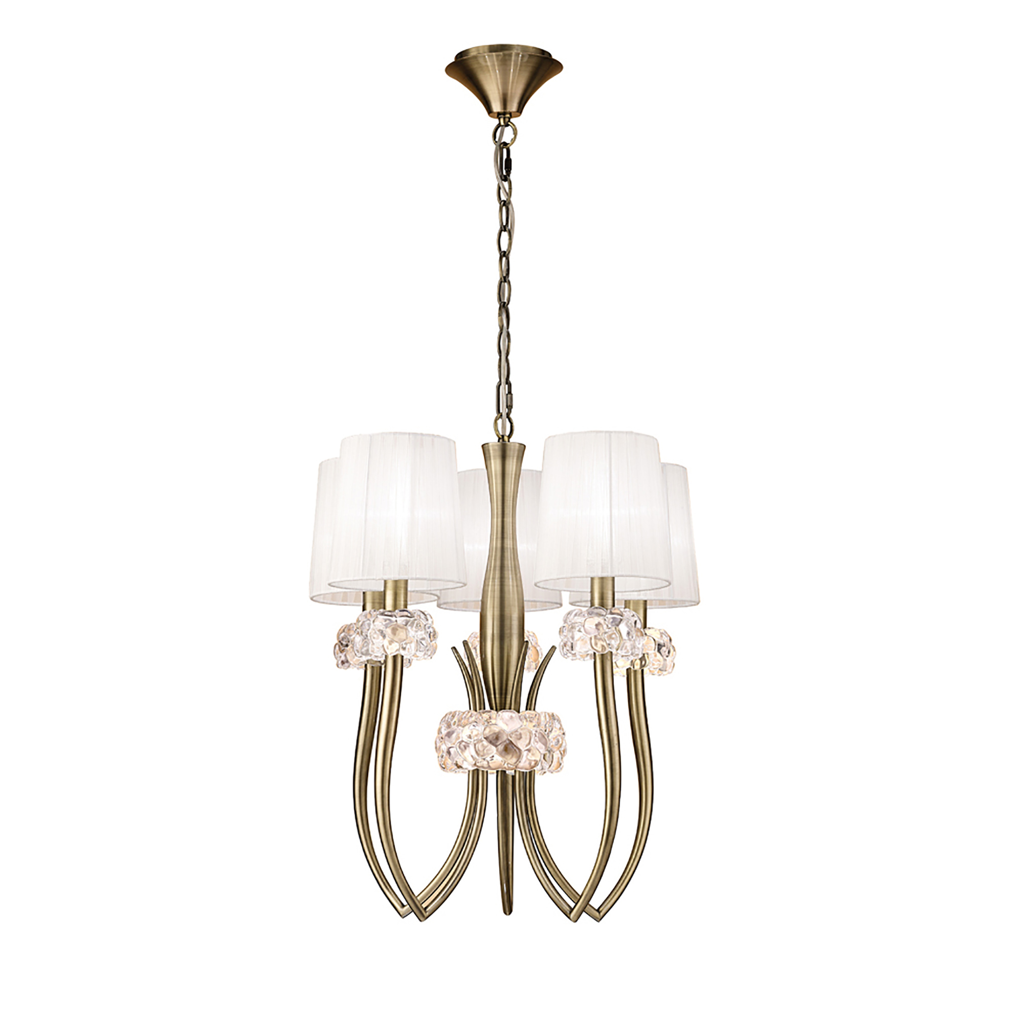 Loewe Antique Brass-White Ceiling Lights Mantra Multi Arm Fittings Loewe Antique Brass-White Ceiling Lights Mantra Multi Arm Fittings